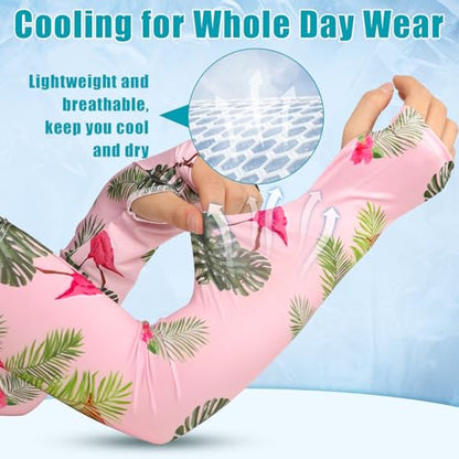 Bebila Gardening Sleeves for Women Farm UV Sun Protection Anti-Scratch Cooling Sleeves with Thumb Hole Arms Cover Outdoors - color: Pink