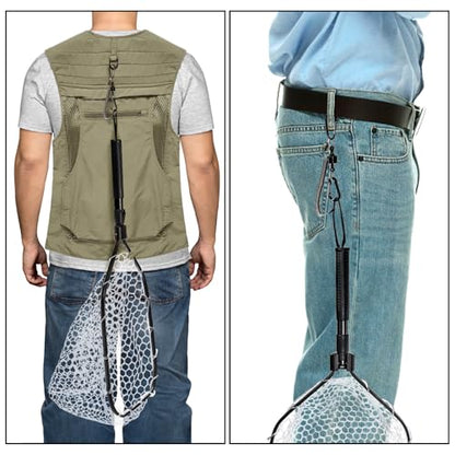 Fly Fishing Landing Net, Soft Rubber Mesh Bass Trout Net with Collapsible Handle and Magnetic Release, Folding Catch and Release Net for Freshwater, Fly Fishing Gear Accessories