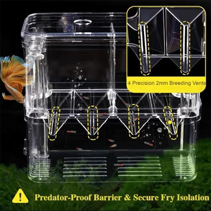 Aquarium Fish Breeder Box Hatchery Incubator,Multi-Functional Acrylic Breeder Isolation Box Hatching Incubator Box for Fish Fry Shrimp Little Turtle Betta Fish - size: L