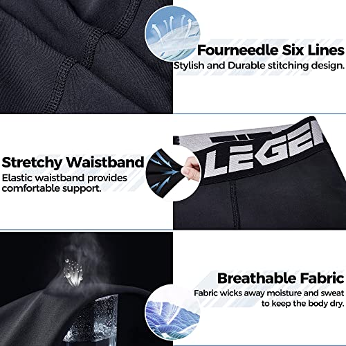 Men Baseball Football Straps Compression Underwear w/Cup Pocket(NO Cup) Protective Athletic Shorts - 2 Pack - color: Black, size: Large