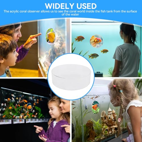 Clear Acrylic Coral Viewer, Aquarium Fish Photograph Cylinder Fish Tank Coral Observe Lense Magnifier Fish Tank Accessory for Viewing Coral and Taking Pictures(250mm)