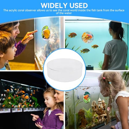 Clear Acrylic Coral Viewer, Aquarium Fish Photograph Cylinder Fish Tank Coral Observe Lense Magnifier Fish Tank Accessory for Viewing Coral and Taking Pictures(250mm)