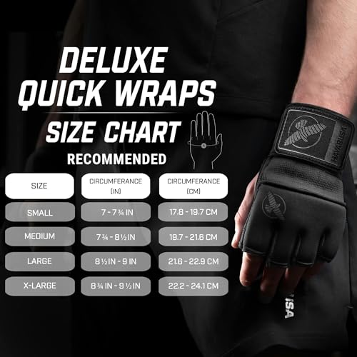 Hayabusa Deluxe Quick Wraps for Men and Women - Boxing & Martial Arts Hand Wraps - color: Black, size: Medium