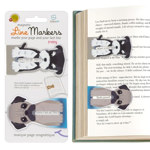 Gifts for Readers & Writers Linemarker Magnetic Bookmarks for Women & Men Dogs, Set of 2 Magnet Bookmark Clips, Magnetic Page Holder & Book Marker for Reading with Cute Bookmarks Design for Kids - color: Dogs
