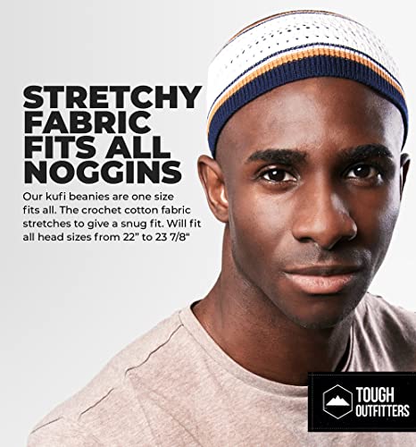Tough Headwear Kufi Hat - Kufi Hats for Men Muslim, Turkish Kufi Cap - color: Navy Blue White