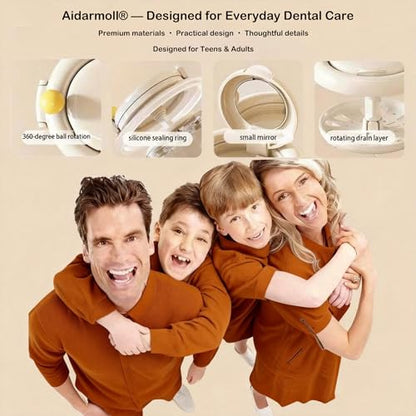 Denture Bath Cup，Retainer Cleaner Case Box,Night Mouth Guard Case Holder,Storage Soak Container with Drain Tray for Travel Cleaning with Mirror and Brush (Beige) - color: Beige