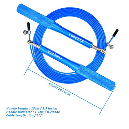High Speed Jump Rope,360° Swivel Dual Bearing, Adjustable, Anti-slip Aluminum Handle, Skipping Rope for Fitness,Crossfit, Boxing, MMA, HIIT, for Weight Loss - color: Blue