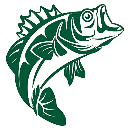 Bass Fishing Fish (Green) (Set Of 2) Premium Waterproof Vinyl Decal Stickers For Laptop Phone Accessory Helmet Car Window Bumper Mug Tuber Cup Door Wall Decoration - color: Green, size: 7 inches x 7.2 inches
