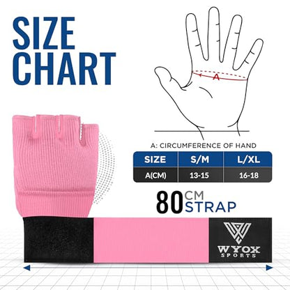 WYOX Boxing Hand Wraps Inner Gloves & Curved Focus Mitts Bundle for Men & Women Adults – 80cm Wrist Support, Gel Padding, MMA Muay Thai Kickboxing Training Gloves & Pads