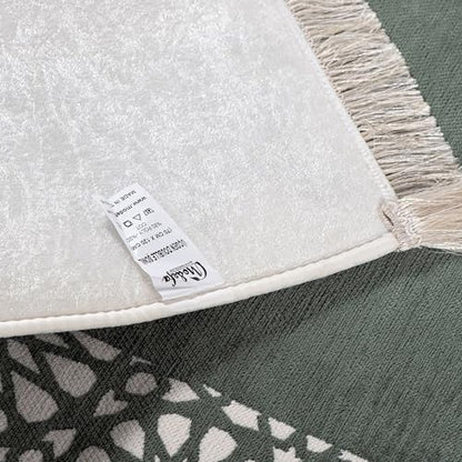Modefa Turkish Islamic Prayer Mat - Chenille with Foam and Carrying Bag - Intricate Praying Rug Ramadan Eid Gift - Traditional Muslim Janamaz Seccade for Men Women - Mustaqim (Sage Green) - color: Sage Green