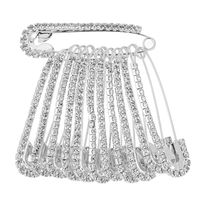 12 Pcs Rhinestone Pins, Safety Pin Brooch Sweater Shawl Pins for Skirts, Sweaters, Scarves, Lapel Hats, Suit Jackets, Accessories - color: 12 Pcs Silver