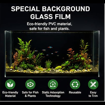Black Aquarium Background Film, 79"x17.5"in, Static Cling Fish Tank | PVC Static Cling Backdrop, No Glue, No Residue, Removable, Reusable, Easy Install for Fish Tanks - size: 79"x17.5"in