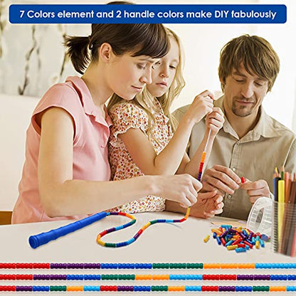 Double Dutch Jump Rope Long Jump Rope 16 FT 1 Pack/2 Pack, Adjustable Soft Beaded Diy Jump Rope for Kids Adult Long Enough for 5-6 Jumpers - color: Blue-2 Pack