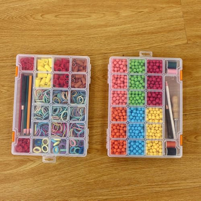 4 Pack Fixed 21 Grids Clear Plastic Storage Box, Transparent Organizer Container Case for Small Parts, Bead, Button, Jewelry, Diamond, Craft Supplies,Sewing Kit, DIY Accessories - size: M