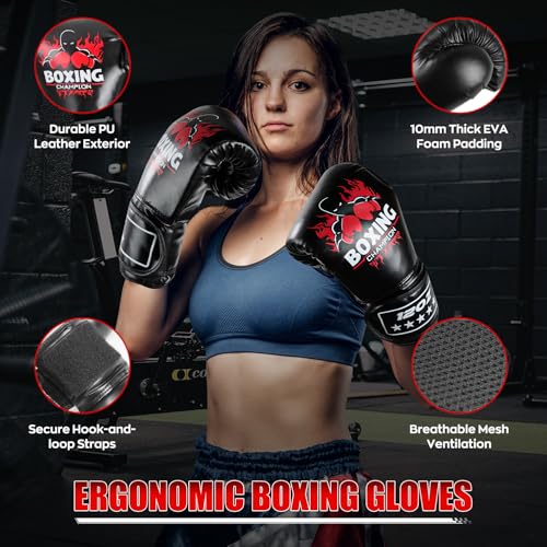 Freestanding Punching Bag for Adults Teens, 69'' Boxing Bag with Stand, Includes Boxing Gloves & Air Pump, Kick Boxing Training Equipment for MMA, Muay Thai, Kickboxing, Fitness for Beginners - color: Red
