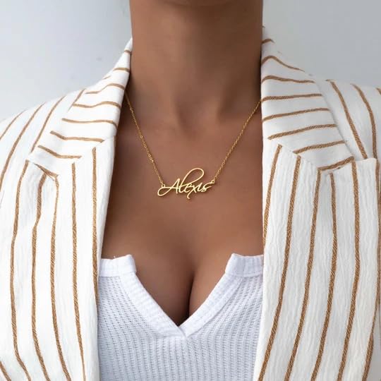 DayOfShe Custom Name Necklace for Women Gifts, 18K Gold Plated Layered Names Necklace Personalized Gifts for Birthday - color: Style 2-Handwritten Font