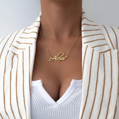 DayOfShe Custom Name Necklace for Women Gifts, 18K Gold Plated Layered Names Necklace Personalized Gifts for Birthday - color: Style 2-Handwritten Font
