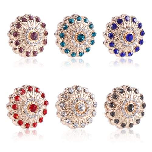 BOXOB 6 Pairs Multicolored Rhinestone Scarf Magnets, Hijab Pins for Women Scarves Niqab Muslim Islamic Hijab (Style 1) - style: 1