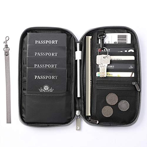 VanFn RFID Travel Passport Wallet, Family Passport Holder, Trip Document Organizer P.Travel Series (Nylon - Grey) - color: A - Nylon - Grey