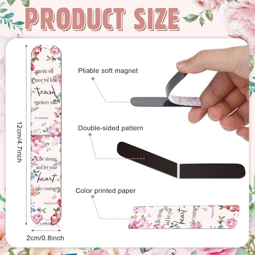 Zonon 48 Pcs Floral Bible Verse Magnetic Christian Bookmarks for Women - style: Elegant Style