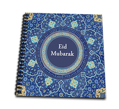 3dRose InspirationzStore-Occasions Mubarak-Dark Blue Blessed Happy Eid Islamic Muslim Holiday (db-342510-1) Drawing Book, White - size: 8x8 drawing book