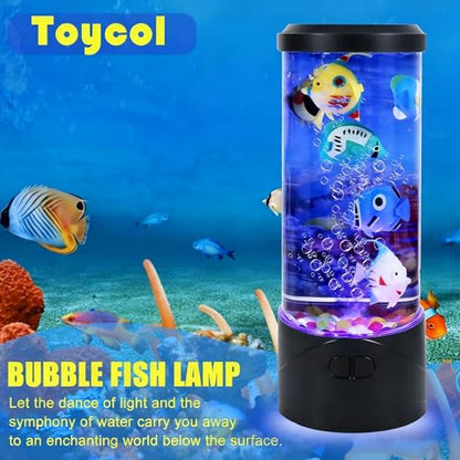 Toycol Bubble Fish Lamp, 7-Color Artificial Aquarium Lamp with 6 Fish | 7-Color Changing, 6 Fake Fish Moving, Sensory Bubble Tube Light, Mood Night Light - color: 6 Fish