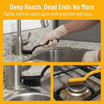 8pcs Multi-Functional Cleaning Brush Set: 3 Crevice, 3 Stove & 2 Cup Brushes with Durable Plastic Handles - Portable, Essential for Home Use in Bathroom, Kitchen & More, Bathroom Cleaning Tools