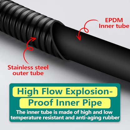 TRIPHIL Kink-Free Shower Hoses with Bath Sponge Extra-Long Handheld Showerhead Hose Replacement Ultr-Flexible Metal Anti-Twist 2 Brass Connectors Stainless Steel Sleeve Matte Black 79 inches - color: Matte Black, size: 79 Inches