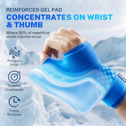 Thumb & Wrist Ice Pack Wrap, Thickened Ice Gel Pad, Ergonomic Fit, Long Lasting Cold & Warm for Carpal Tunnel Relief, Arthritis, Computer Overuse Injuries, Post-Surgery, Post-Workout, Size L/XL - size: L/XL, style: Blue