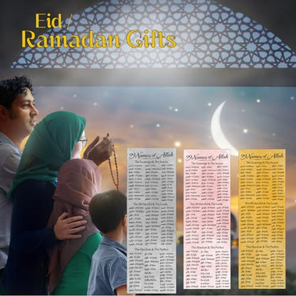 100 pcs Watercolor Cloud 99 Names of Allah Bookmark Arabic English Islamic Bookmarks Reflecting on The Names of Allah Ramadan Eid Gifts Bulk for Women Men Quran Learning