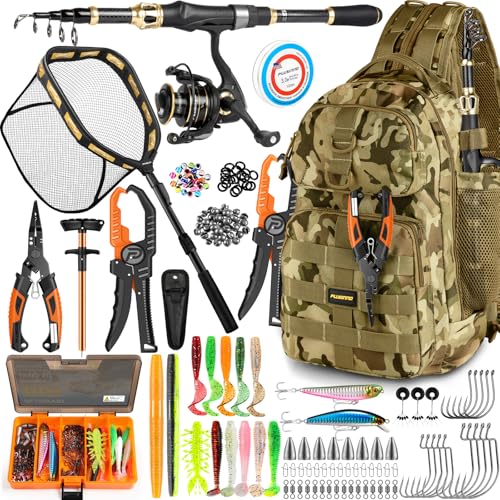 PLUSINNO Fishing Backpack with Fishing Floating Net, Fishing Gear, Tackle Boxes,Waterproof Fishing Tackle Bag, Fishing Gifts for Men - color: Khaki Fishing Backpack with Tools