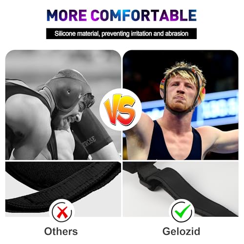 Gelozid Adjustable Wrestling Headgear for BJJ, MMA Grappling and Training, Ear Guard and Cauliflower Protection Helmet - color: Rde nad Black