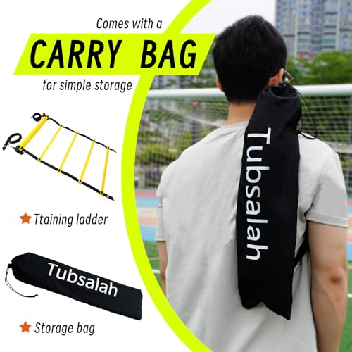 20ft Adjustable Agility Ladder with Carry Bag Training Equipment for Footwork Drills | Football Training Equipment & Speed Ladder for Soccer, Basketball – Fitness Feet Training