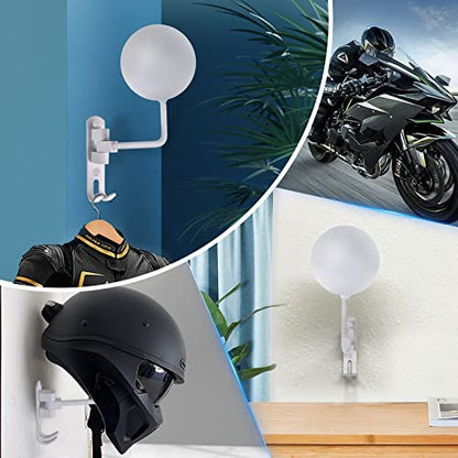 Kikerike Motorcycle Helmet Holder Wall Mount 180 Degree Rotation Metal Bike Helmet Rack Mount Bicycle Helmet Display Stand Hanger with 2 Hooks for Motorcycle Bike Baseball Rugby Helmet - White, 2 Pcs - color: White(2PCS)