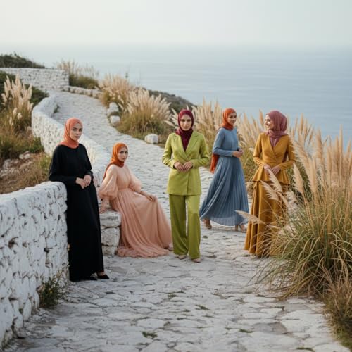 NOOR Chiffon Hijab Set for Women - Pack of 5 Lightweight Non-Slip Scarves, Premium Breathable Fabric, Gift-Ready Packaging - color: Mix Colors 13