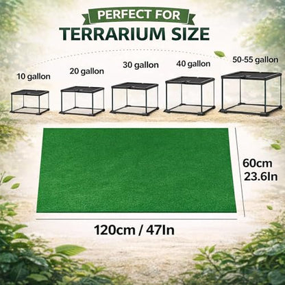 Mechpia 47" x 24" Large Reptile Carpet Terrarium Liner Bedding Reptile Substrate Mat Tank Accessories for Bearded Dragon Snake Lizard Tortoise Leopard Gecko (Green) - color: Green