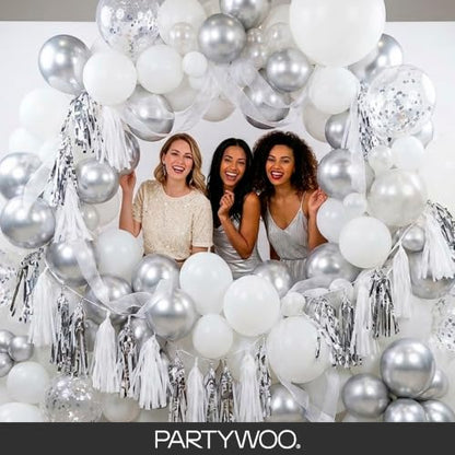 PartyWoo White Balloons 128pcs Matte White Latex Balloons Different Sizes - color: White-y13