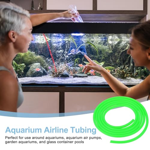 Aquarium Airline Tubing, 5/32"(4mm) ID x 1/4"(6mm) OD 4.9ft PVC Flexible Tube, (2Pcs, Green), Intended for Fish Tank Air Pump/Aquarium/Garden/Terrarium Pond - color: Green