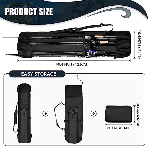 Fishing Rod Bag Fishing Rod Case, Durable Folding 900D Oxford Fabric Portable Large Capacity Waterproof, Fishing Gifts for Men Boys - color: Black
