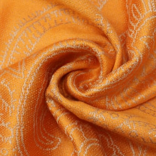 Reversible Paisley Pashmina Rave Scarf Shawl-Soft Silky Pashmina Wraps for Women Evening Dresses - color: E#. Style 5-camel Orange