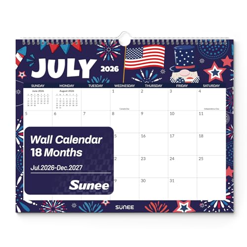 SUNEE Wall Calendar 2026-2027 18 Months Jul. 2026 - Dec. 2027, 14.5"x11.5" Big Grid Wall Calendar for Organizing & Planning, Monthly Calendar 2026-2027 with Last Month and Next Month, Seasons Color - color: Seasons