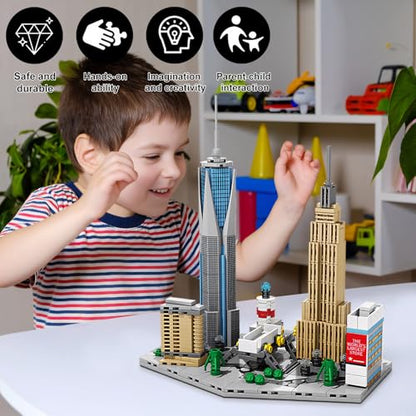 Architecture New York City，New York SkylineEmpire State Architecture Building Micro Mini Blocks Building Blocks Model Great Gifts for Kids and Adults - style: New York Skyline