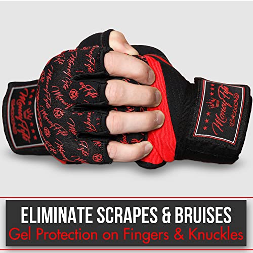 Quick Gel Boxing Wraps Under Boxing Gloves - Kickboxing MMA Muay Thai - Fist, Knuckle, Wrist Wrap Protection Inner Glove Hand Wraps - Men Women Kids - color: Black/Red, size: X-Small