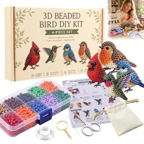 Tiny 3D Beaded Animal DIY Kit-Bead Animal Making Kit for Beginners Adults,Mini 3D Beaded Animals Craft Set,Cute Handmade Bead Art Mosaic Kit with Instructions, Stress Relief Creative Desk Decor Gift - color: Coloful