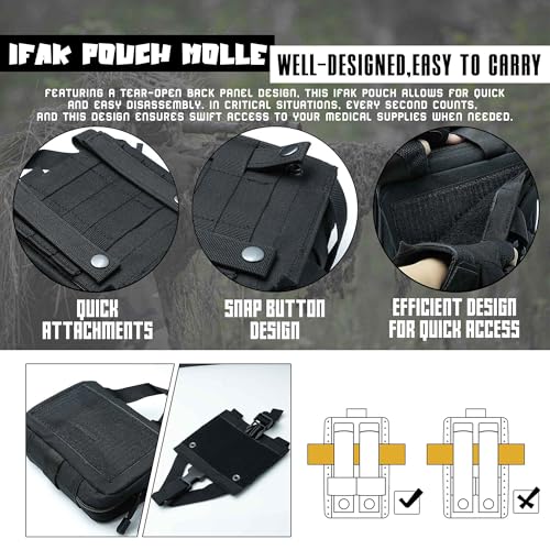 Upgrade Molle Rip Away Ifak Pouch, Tactical Small Belt First Aid Pouch Medical Utility EMT Pouch Only - color: BLACK