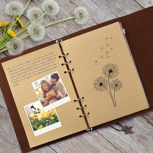 OMEYA Leather Journal Notebook, Refillable Writing Journal Diary Planner for Women Girls (Brown, A5-9.3''×6.3'') - color: Brown, size: A5-9.3''×6.3''