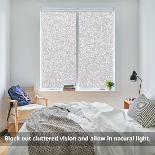 NINETREX Window Privacy Film,Frosted Glass Window Stickers,No Glue Vinyl Static Cling Anti-UV Removable for Home Living Room Bedroom,Crystal 35.4 x 78.7 inches - color: ['Crystal'], size: 35.4" x 78.7" (90 x 200 cm)