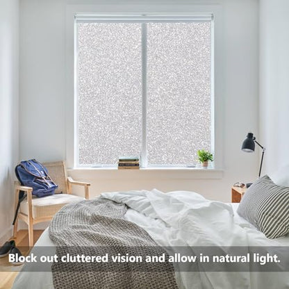 NINETREX Window Privacy Film,Frosted Glass Window Stickers,No Glue Vinyl Static Cling Anti-UV Removable for Home Living Room Bedroom,Crystal 35.4 x 78.7 inches - color: ['Crystal'], size: 35.4" x 78.7" (90 x 200 cm)