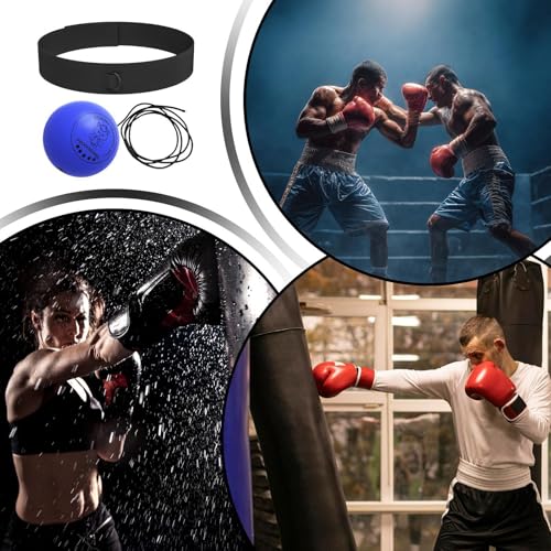 Boxing Ball - Funny Head-Mounted Adjustable Gear, Gym Punch Reflex Trainer with Comfortable Headband, Fight Speed Equipment, Striking Reflexes Device, Equipment for Men Women - color: Blue