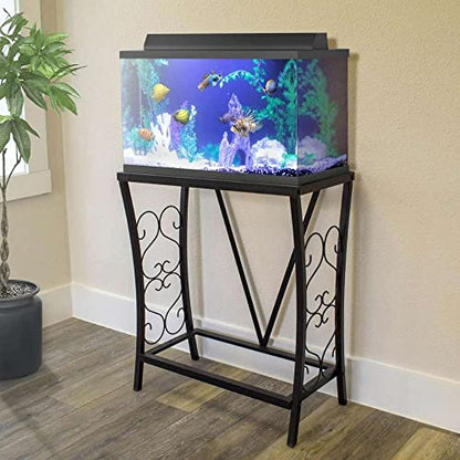 Aquatic Fundamentals 20 Gallon Metal Aquarium Stand, 24.3" L x 12.5" W, Black - size: 20 Gallon